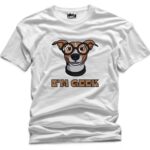 I'm Geek Dog Design Printed Polyester T-Shirt - Premium Quality in Classic White
