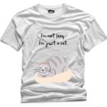I'm Not Lazy. I'm Just a Cat Cat Design Printed Polyester T-Shirt - Premium Quality in Classic White