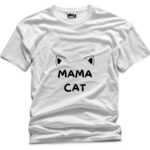 Mama Cat Cat Design Printed Polyester T-Shirt - Premium Quality in Classic White